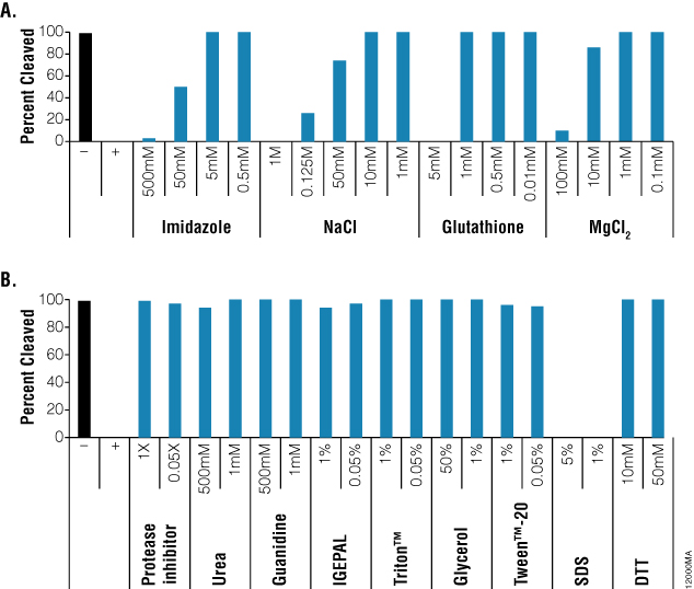 Percent cleavage of HaloTag&reg; Standard Protein using ProTEV Plus 
